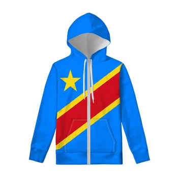  Толстовка на молнии Zaire, Сшитая на заказ, Имя, номер, толстовка Zar, Национальный флаг, фото с французским принтом страны Конго, повседневная одежда